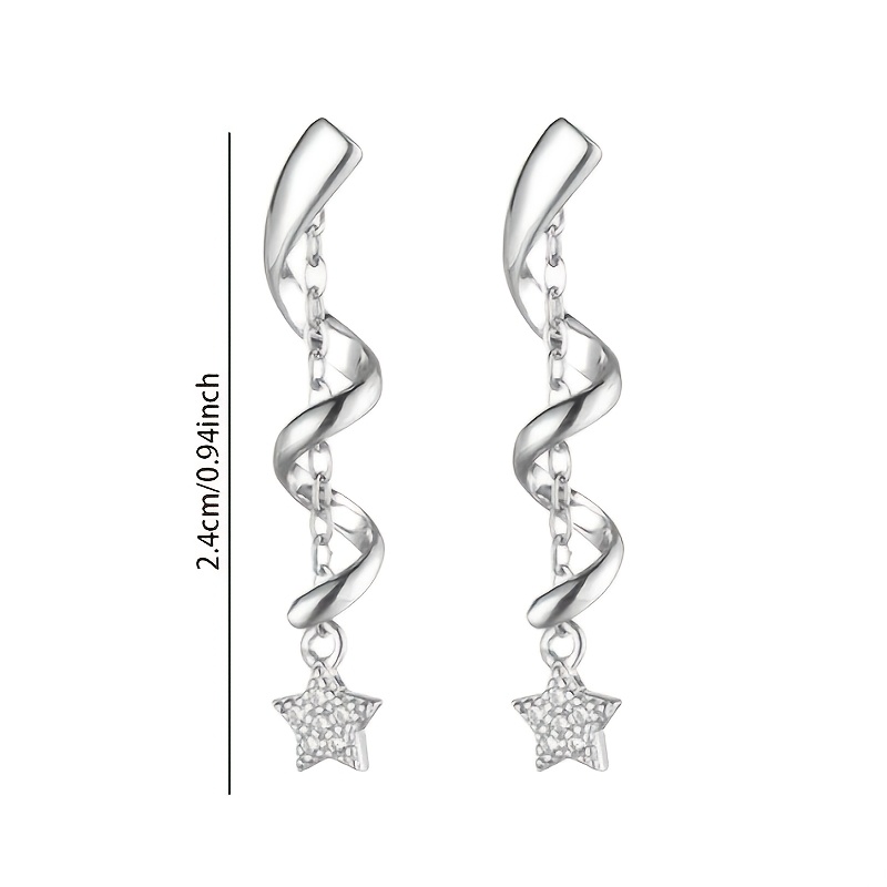 2pcs Women's S925 Silver Rotating Star Earrings Set